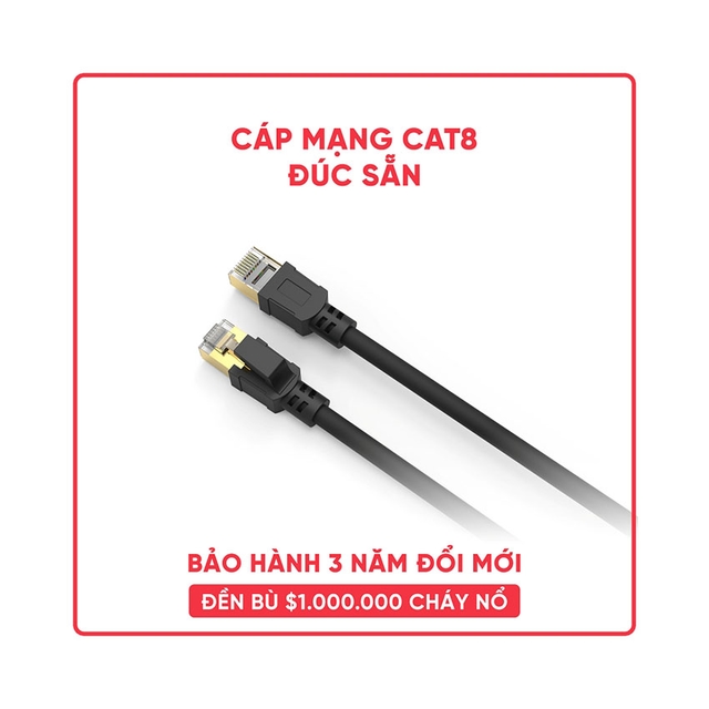 Cáp mạng đúc sẵn cat8 Feeltek CAE300TPC87F dài 3m