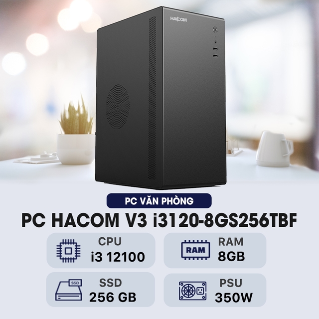 PC HACOM BUSINESS V3 i3120-8GS256TBF (i3 12100/H610/8GB RAM/256Gb/Black)