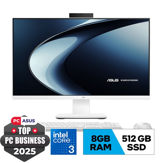 PC All in one Asus V440VAK-WPC163W (i3 1315U/8GD5/512G/23.8 FHD/CAM/MIC/WiFi6/BT5/WL_KB/WL_M/W11H/2Y-OS/TRẮNG)