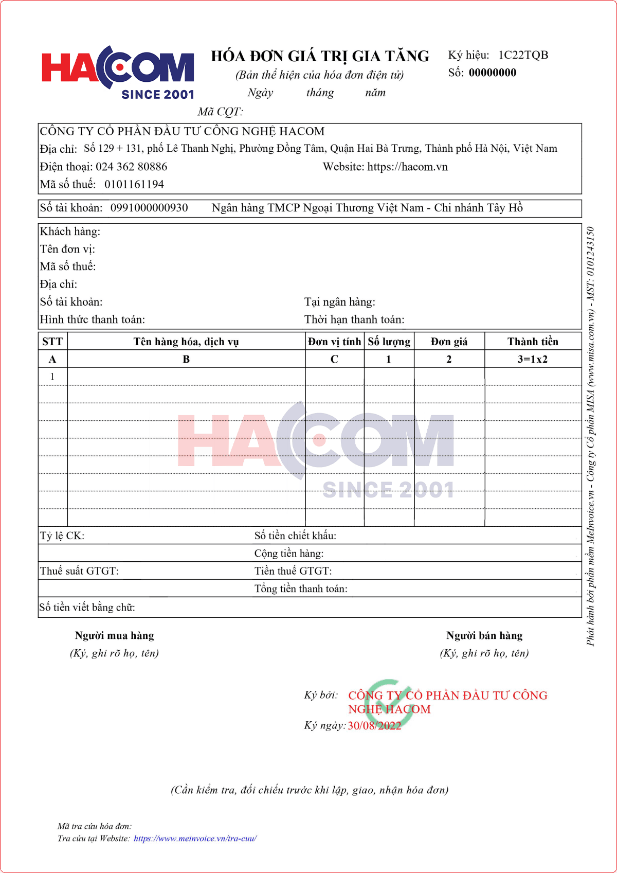 Hóa đơn mẫu